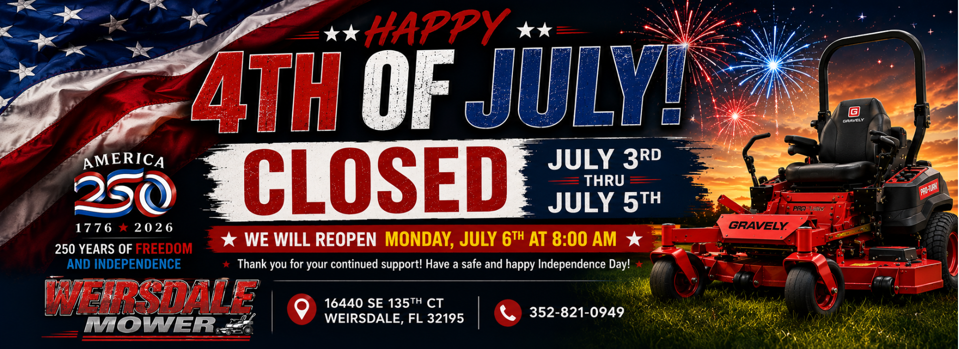 4th of july closure